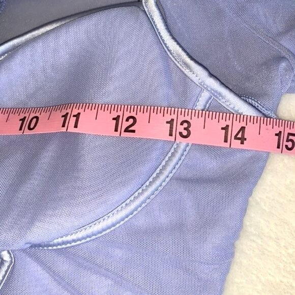 Sheer Mesh Long-Sleeve Corset Style Top With Cutouts Light Blue Size L 95% Polye - Picture 12 of 15